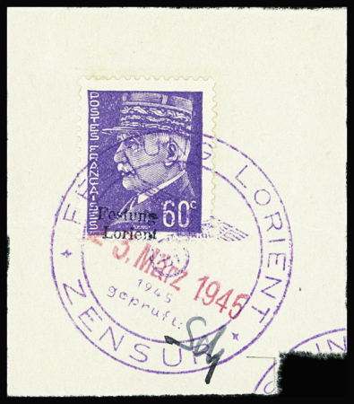 LORIENT N°5 60c violet obl. cachet violet FESTUNG LORIENT