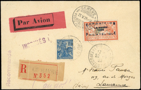 N°257A et 257 obl. càd Expo 20/5/29 s. Env. Rec., arr. GENEVE, TB