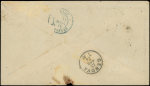 N°50 12c bleu obl. s. Env. et à côté càd VERA CRUZ PAQ FR B N°1 18/3/74, cachet bleu encadré 1F56, Taxe 10 en bleu