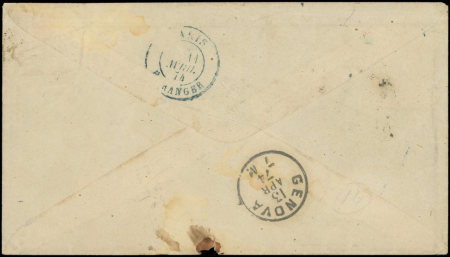 N°50 12c bleu obl. s. Env. et à côté càd VERA CRUZ PAQ FR B N°1 18/3/74, cachet bleu encadré 1F56, Taxe 10 en bleu