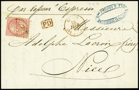 ALPES-MARITIMES Italie N°19 40c. rose, obl. PC du GC
