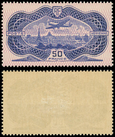 N°15 50f Burelé, neuf *, inf. trace de ch., TB