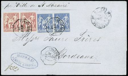 N°71 et 79 en PAIRES, obl. càd Octog. PORTO-CABELLO 8/78 s. LSC  pour Bordeaux, RR et TTB