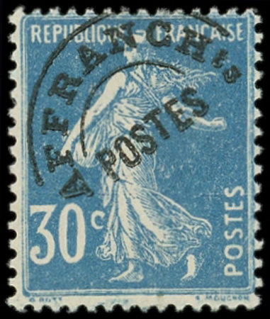 N°60a Semeuse Camée, 30c. bleu, T SURELEVE, neuf *, TB