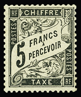 N°24 5f noir, grande fraîcheur, neuf *, petite ch., TB. Signé Scheller et A.Brun
