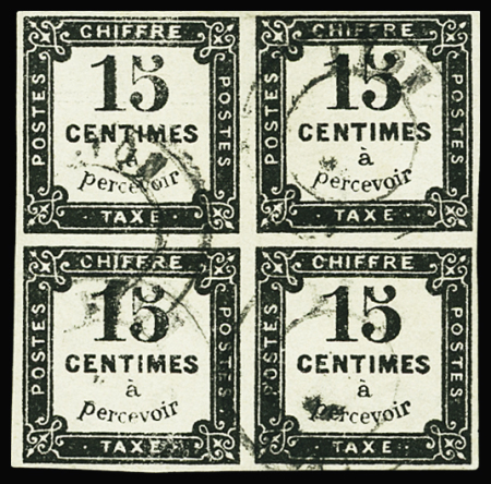 N°4 15c noir Litho, BLOC de 4 obl. càd, RR et TB