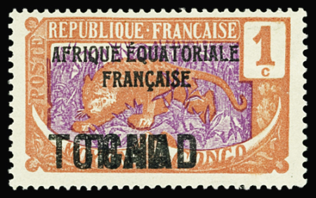 N°19b 1c rouge et violet, DOUBLE surch. TCHAD, neuf *, TB
