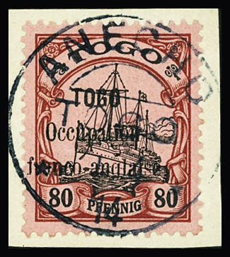 N°29a 80pf. rouge et noir, 1er O de Occupation ETROIT, obl. s. fragt, TB