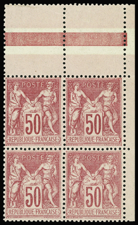 N°104 50c rose, nuance vive, BLOC de 4 cdf, neuf **, TTB