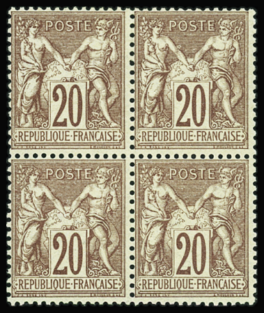 N°67 20c brun-lilas, BLOC de 4, neuf *, frais et TB