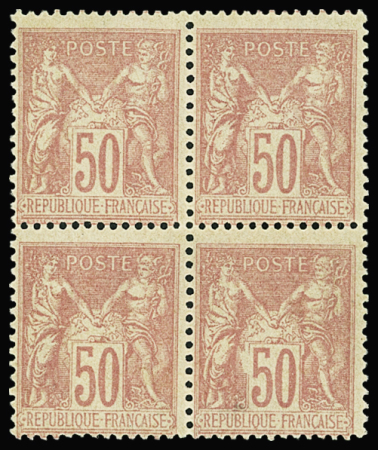 N°98a 50c rose pâle, BLOC de 4, neuf **, 2 ex. *, TB