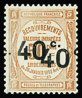 N°50c 40c s. 50c rouge, DOUBLE SURCHARGE, neuf *, TB