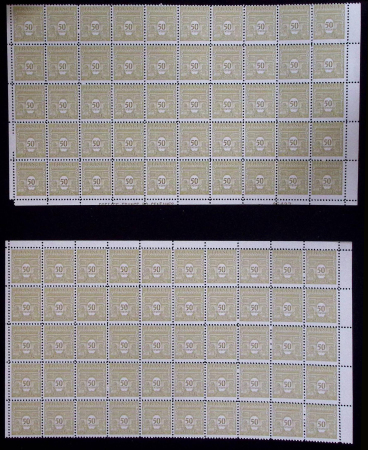 N°620/629 les 10 valeurs en 100 ex. panneaux de 50
