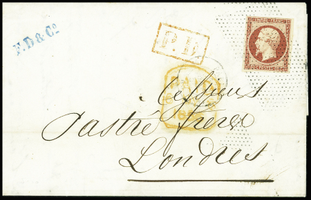 N°17A 80c carmin, sur lettre obl pointillé pour Londres