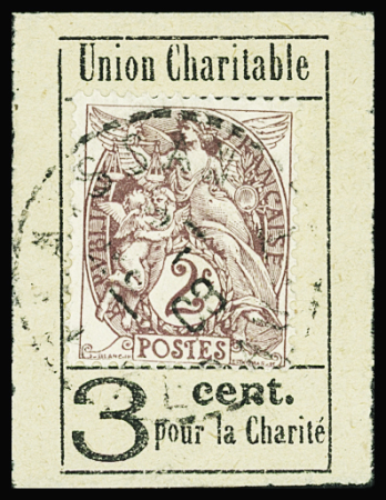 N°108 2c brun lilas, Porte-Timbre "Union Charitable