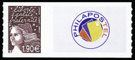 PERSONALISES N°3729CA 1,90€ brun prune, avec logo Philapostel,