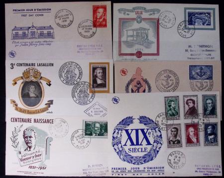 1951-1957, Collection de FDC, dont la série célébrités