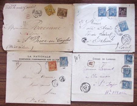 1850-1950, Ensemble de lettres comprenant 16 lettres