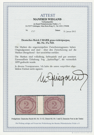 1899, Innendienst 2Mk dunkelrotkarmin & 2Mk rötlichkarmin,