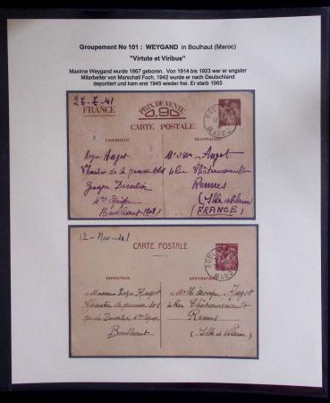 37 lettres, cartes postales et documents concernant