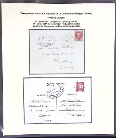 37 lettres, cartes postales et documents concernant