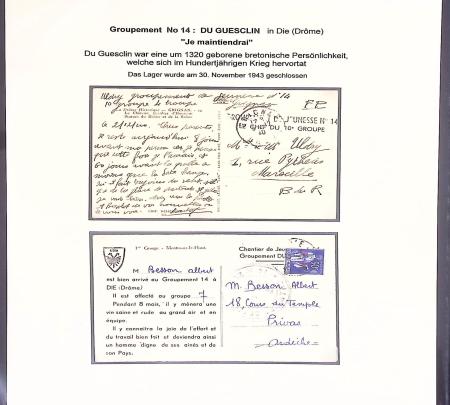 37 lettres, cartes postales et documents concernant
