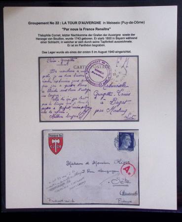 37 lettres, cartes postales et documents concernant
