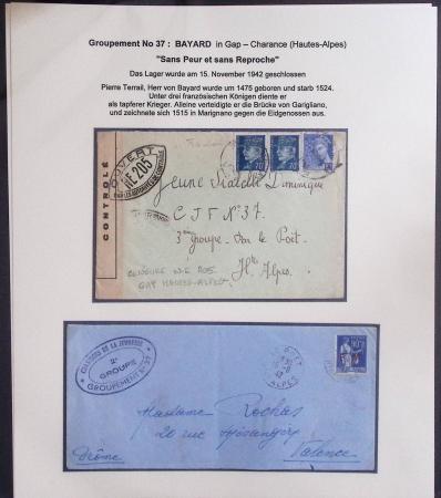 37 lettres, cartes postales et documents concernant