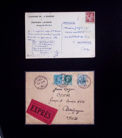 37 lettres, cartes postales et documents concernant