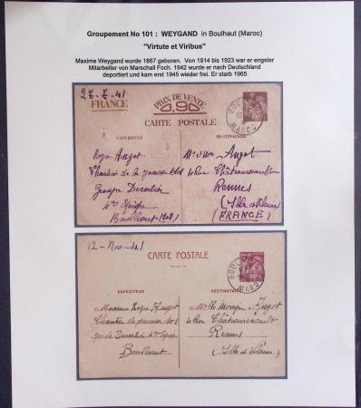 37 lettres, cartes postales et documents concernant