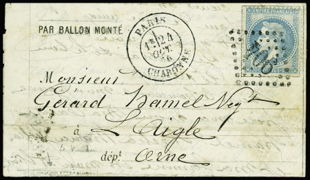 Lettre formule par Ballon Monté affr. n°29B obl. GC