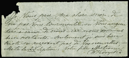 UNIQUE Papillon de Metz pour la POLOGNELettre datée