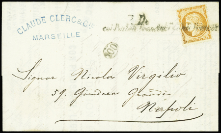 Griffe linéaire "coi Postali Francesi" sur n°38 40c