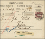 1900-03 1Fr. lila, gez. 11 1/2:12, zentrisch entwertet