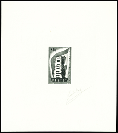 n°1077 Epreuve d'artiste du timbre 30F en noir et
