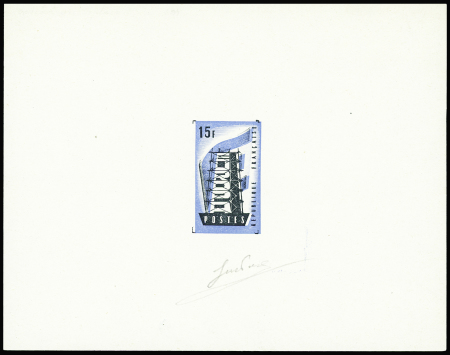 N°1076 Magnifique épreuve d'artiste du 15F, bleu foncé