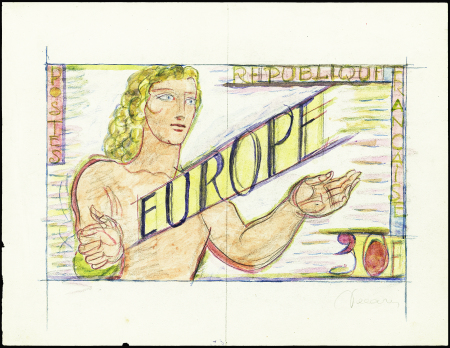 n°1122/23 Maquette au crayon de couleur et aquarelle