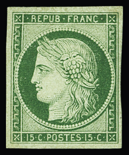N°2 15c vert, neuf (*), TB. Certificat Calves