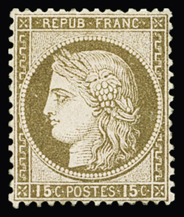 N°55b ERREUR 15c brun sur rose, neuf *, très bien centré,