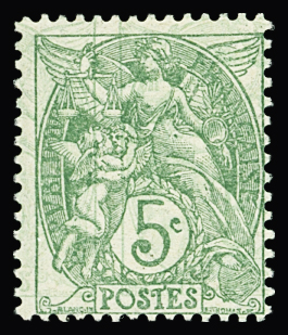 N°111 5c vert impression double, neuf **, TB. Signé
