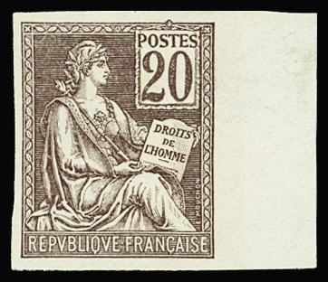 N°113e 20c brun-lilas non-dentelé avec BdF, neuf sans