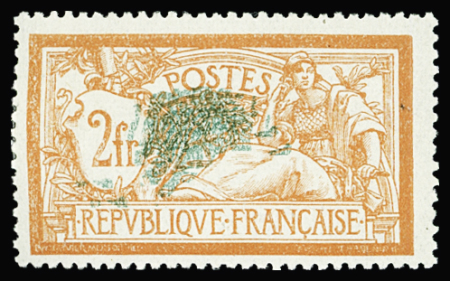 N°145a 2f orange et vert, variété double teinte de