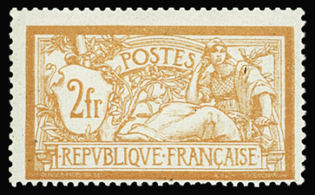N°145d 2f orange et vert, variété sans teinte de fond,