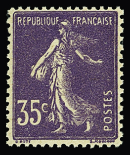N°142g 35c violet, variété double impression, neuf