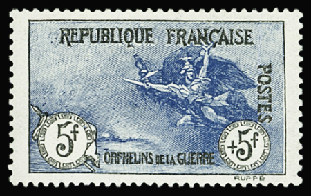 N°155 5f+5f noir et bleu, très bien centré, neuf **,
