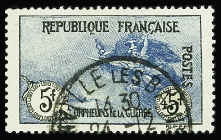N°155 5f+5f noir et bleu, très bien centré, obl., TB
