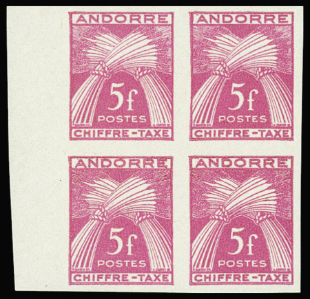 N°29a 5f rose NON DENTELE accidentel, en bloc de 4,