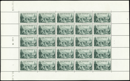 N°394a 20f Saint-Malo, variété papier épais en feuille