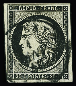 N°3a 20c noir sur blanc obl. càd Boulay 1 janv 49 (55),