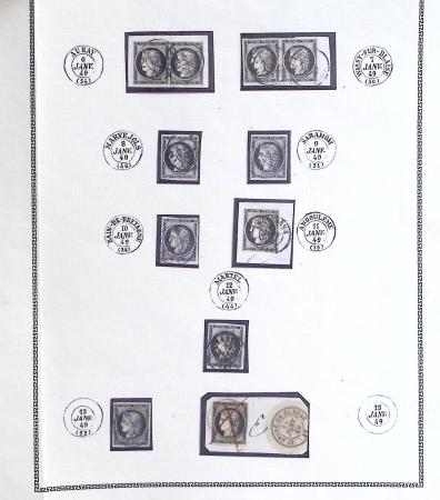 N°3 20c noir : 11 exemplaires obl. càd de janvier 1849